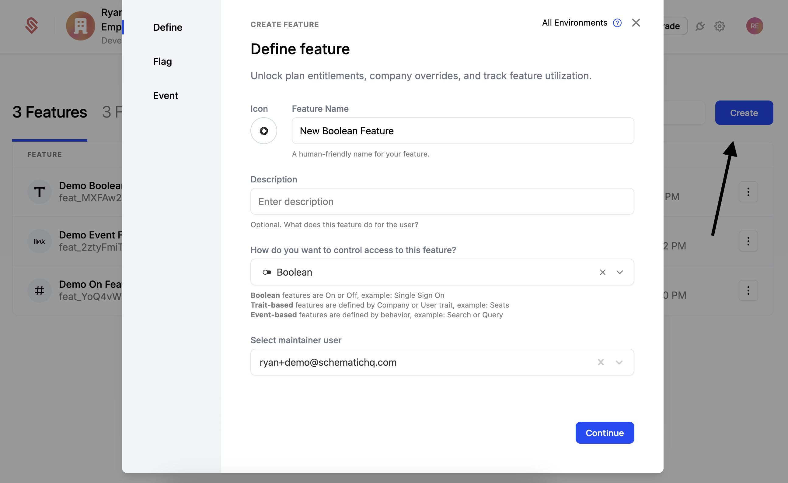 Create a feature step 1