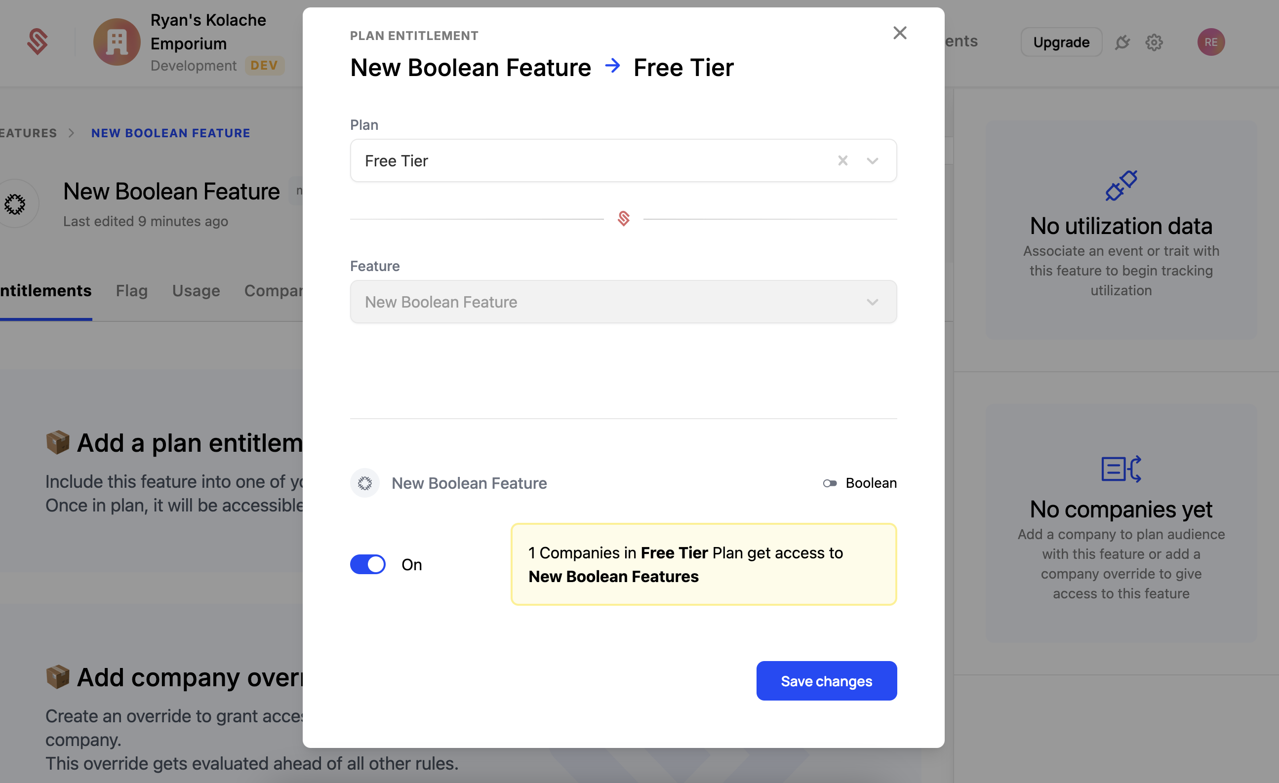 Entitle a feature step 2