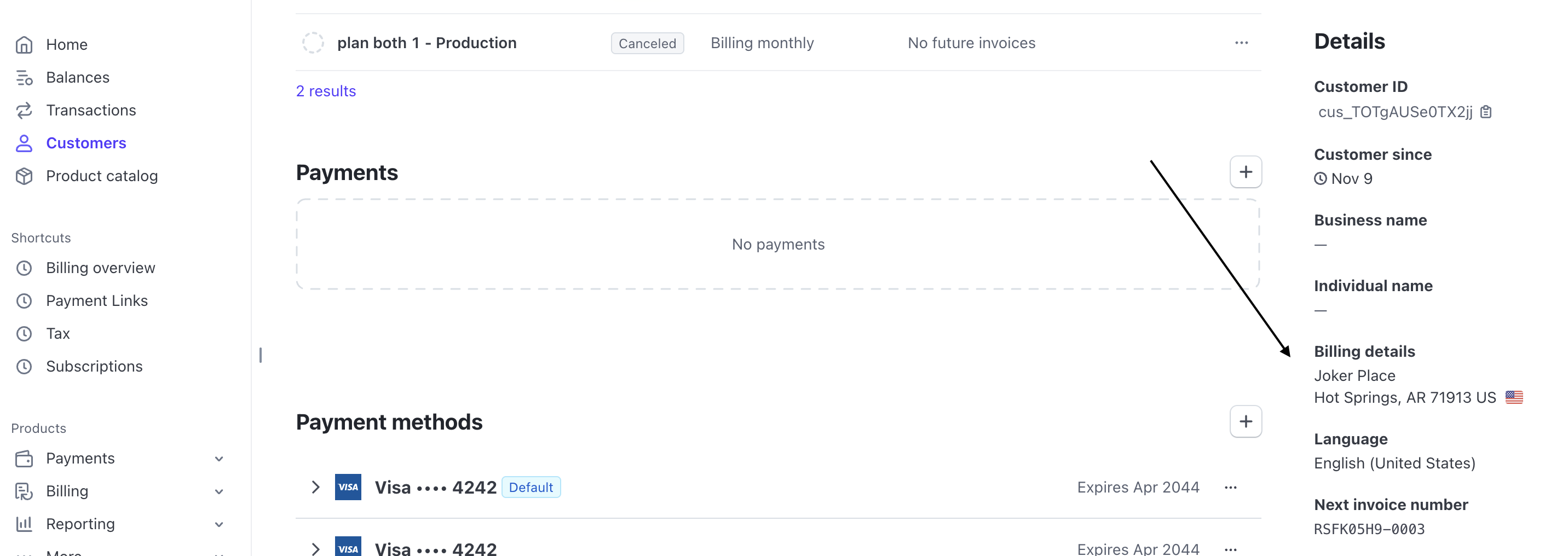 Stripe Customer Details