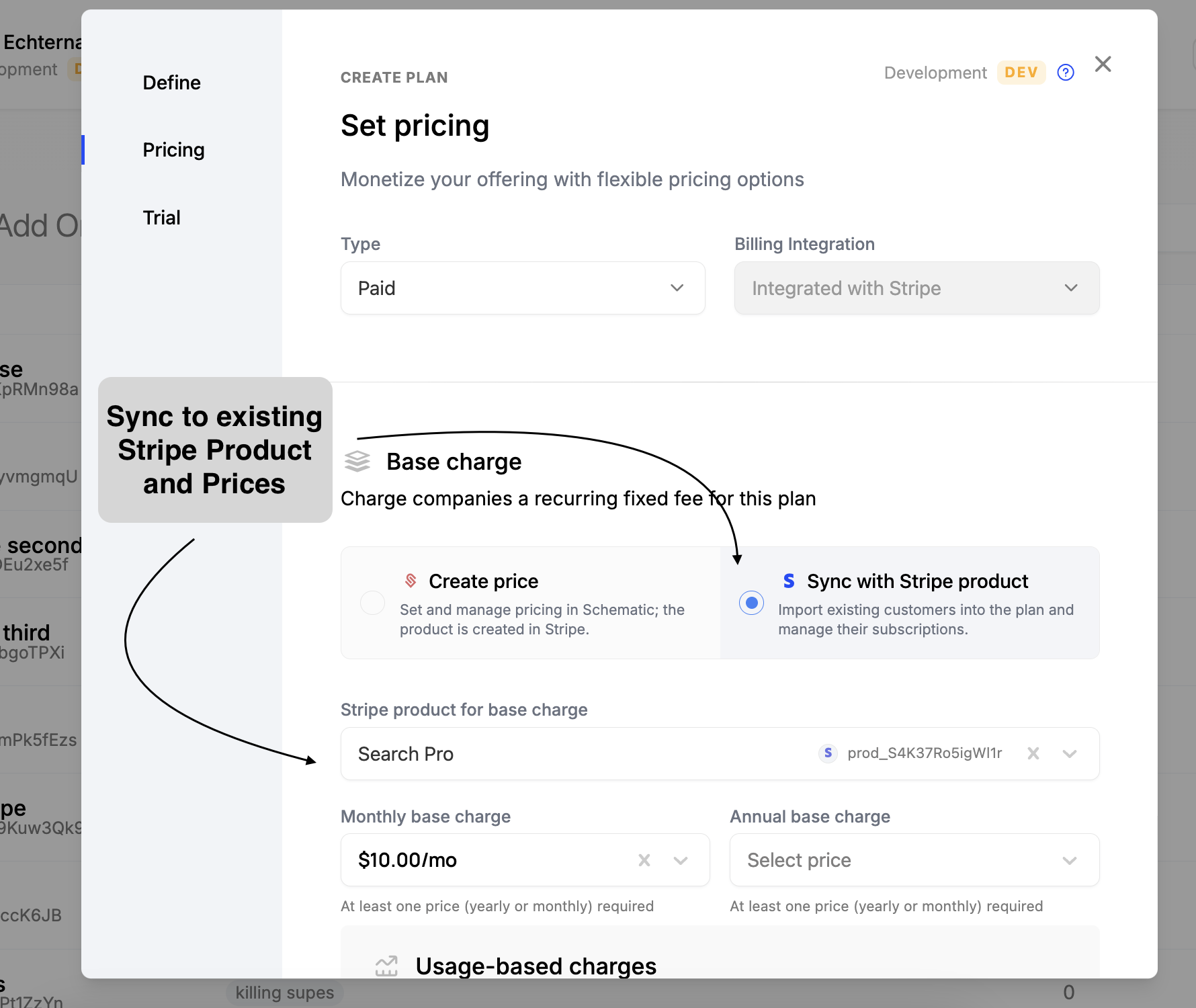 Stripe Existing Product and Prices
