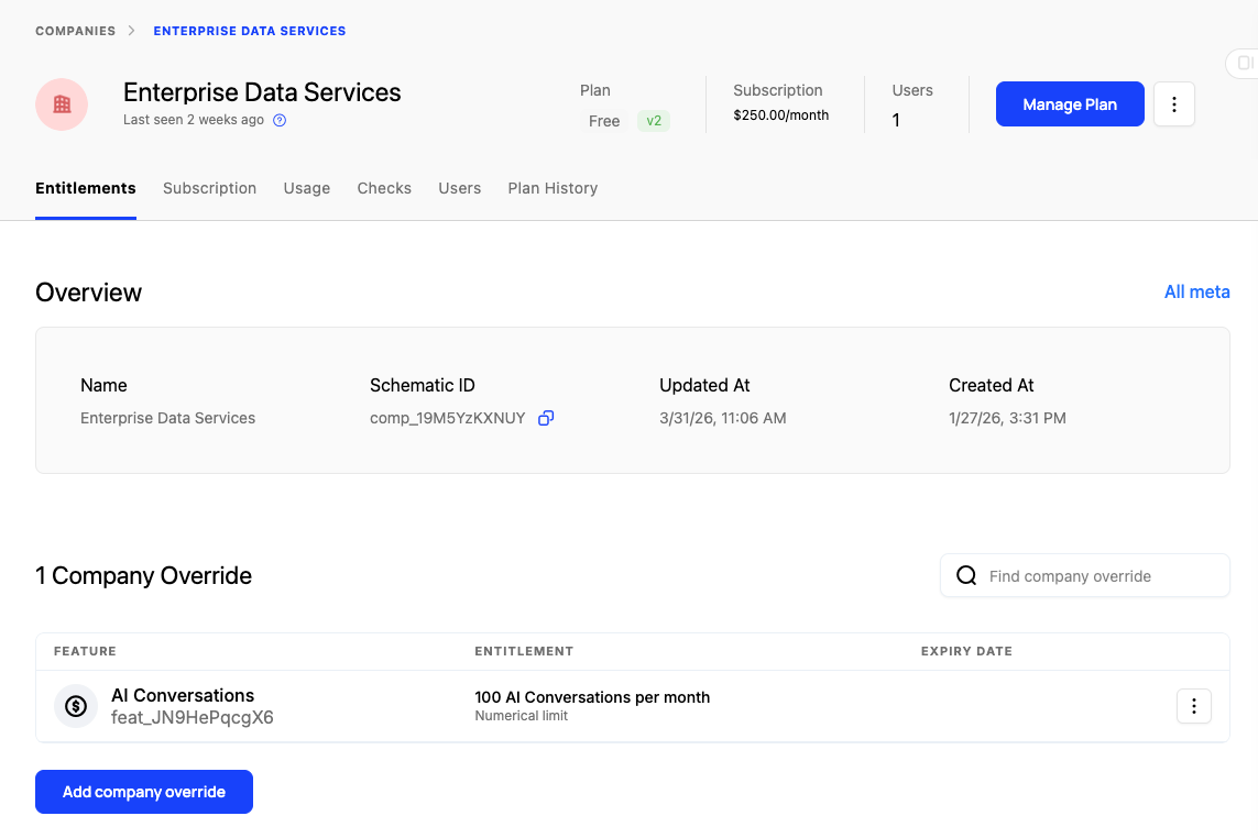 Stripe App Override in Schematic