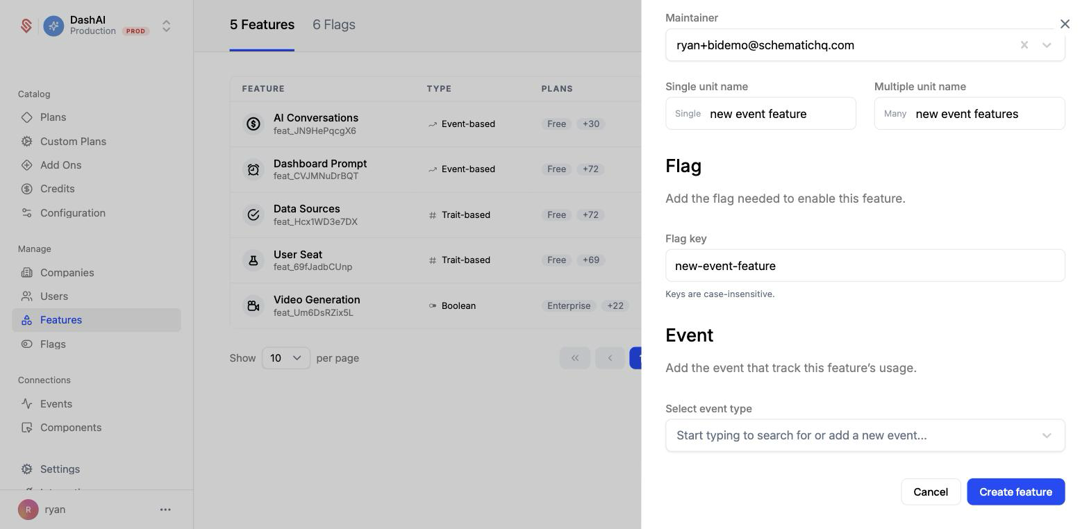 Create an event-based feature step 2
