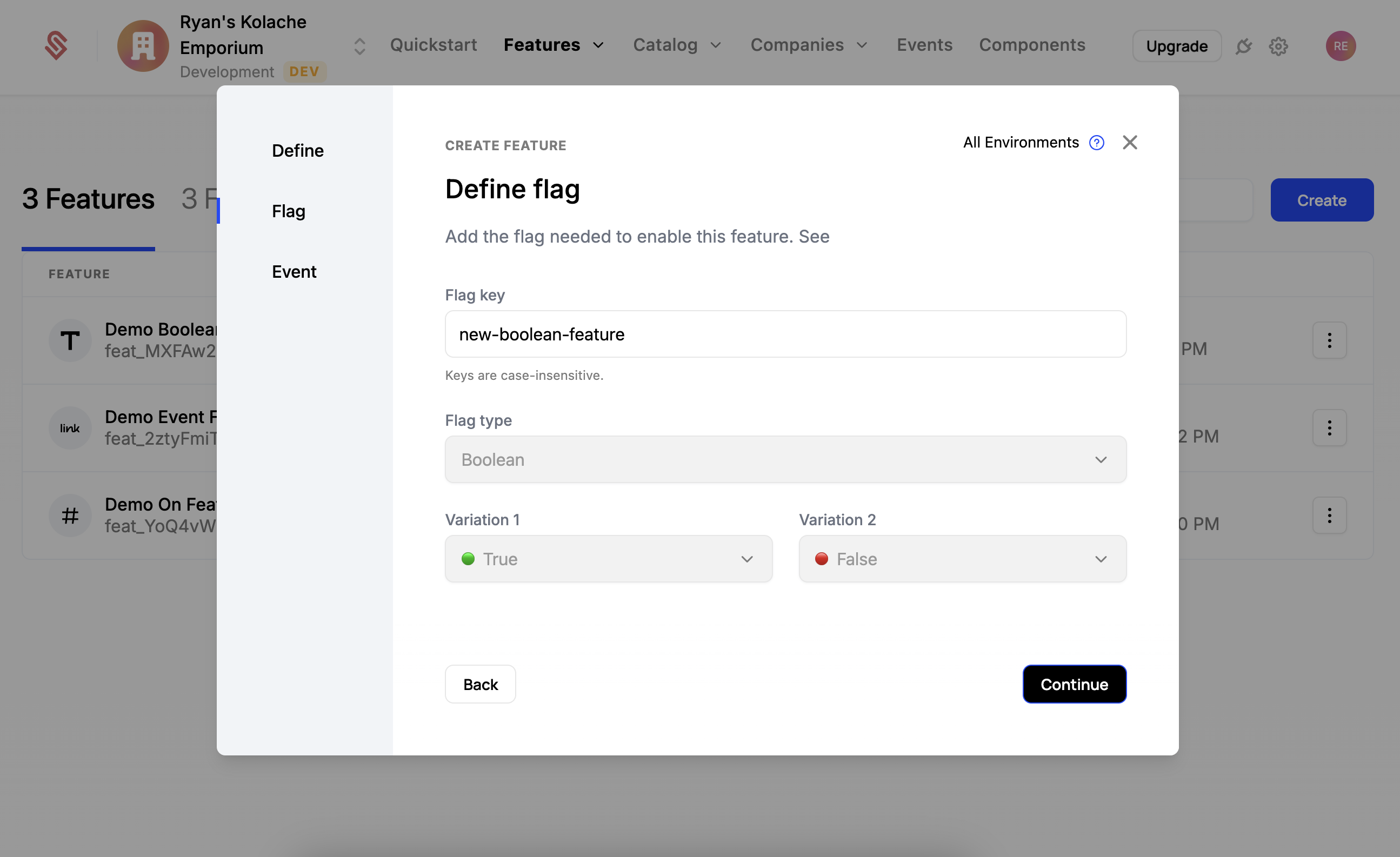Create a feature step 2