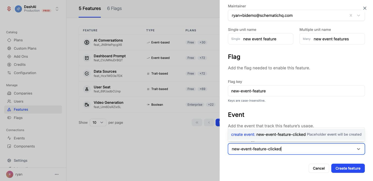 Create an event-based feature step 3