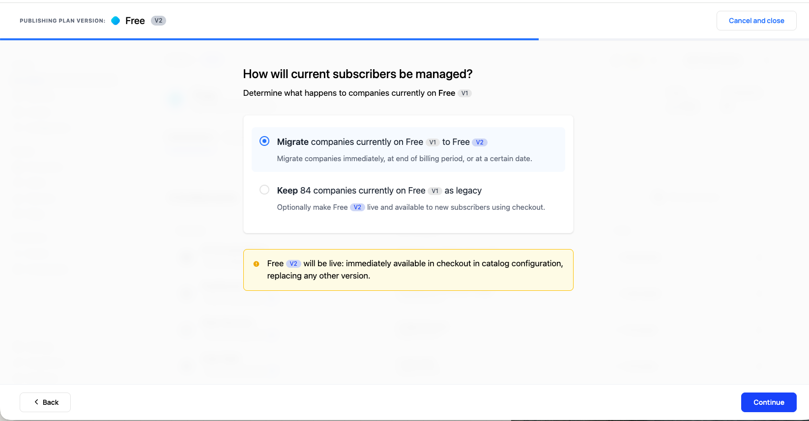 Plan version - migration 1