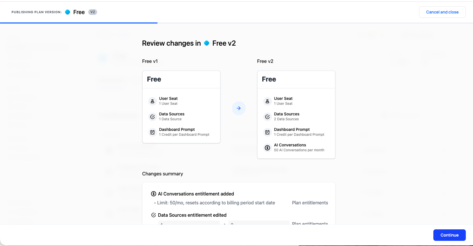 Plan version change - review