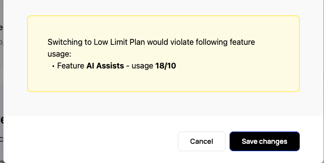 Downgrade to over limit