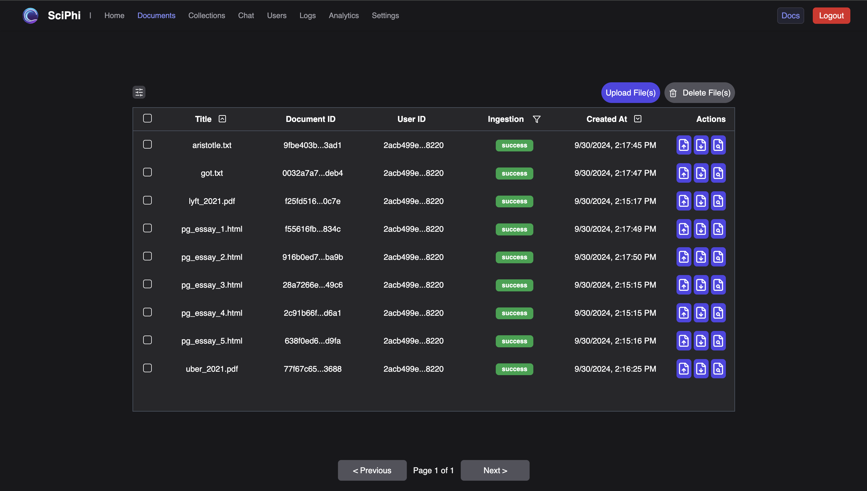 Documents Page