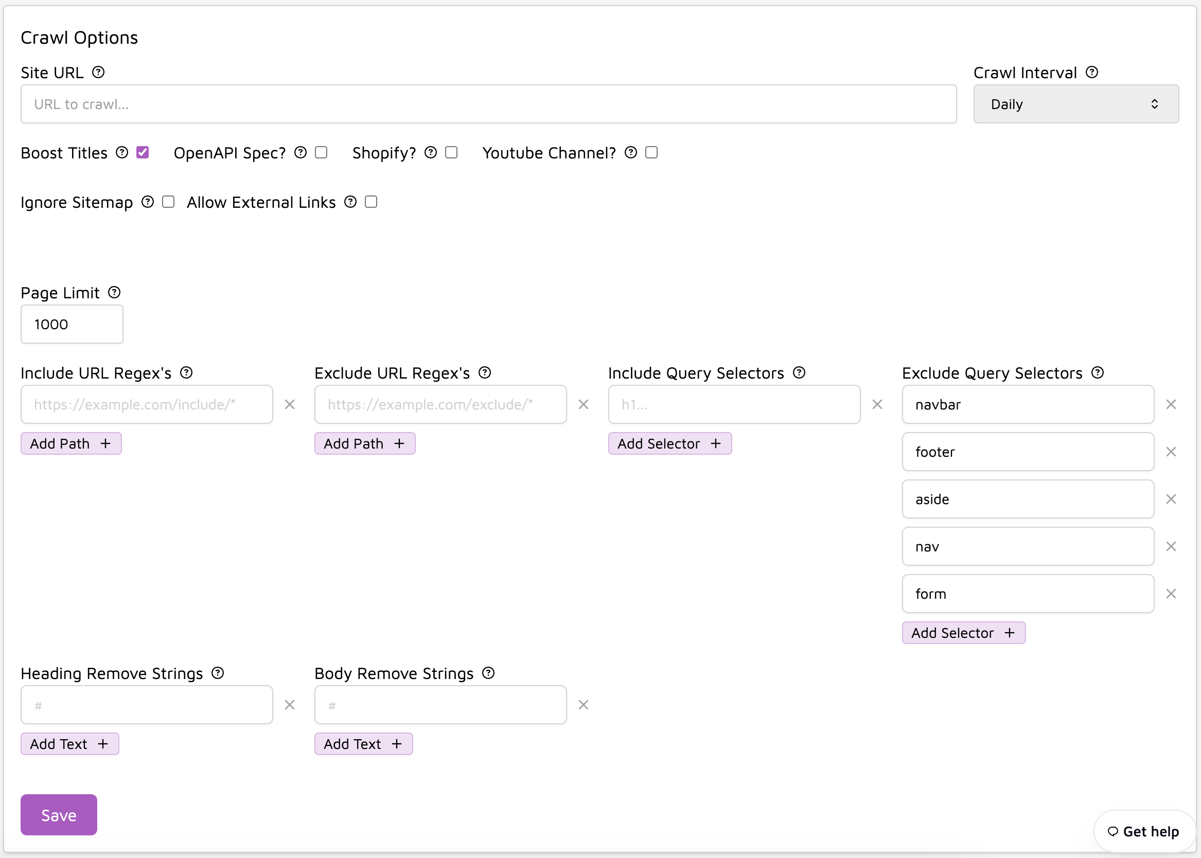 Website crawling in Trieve