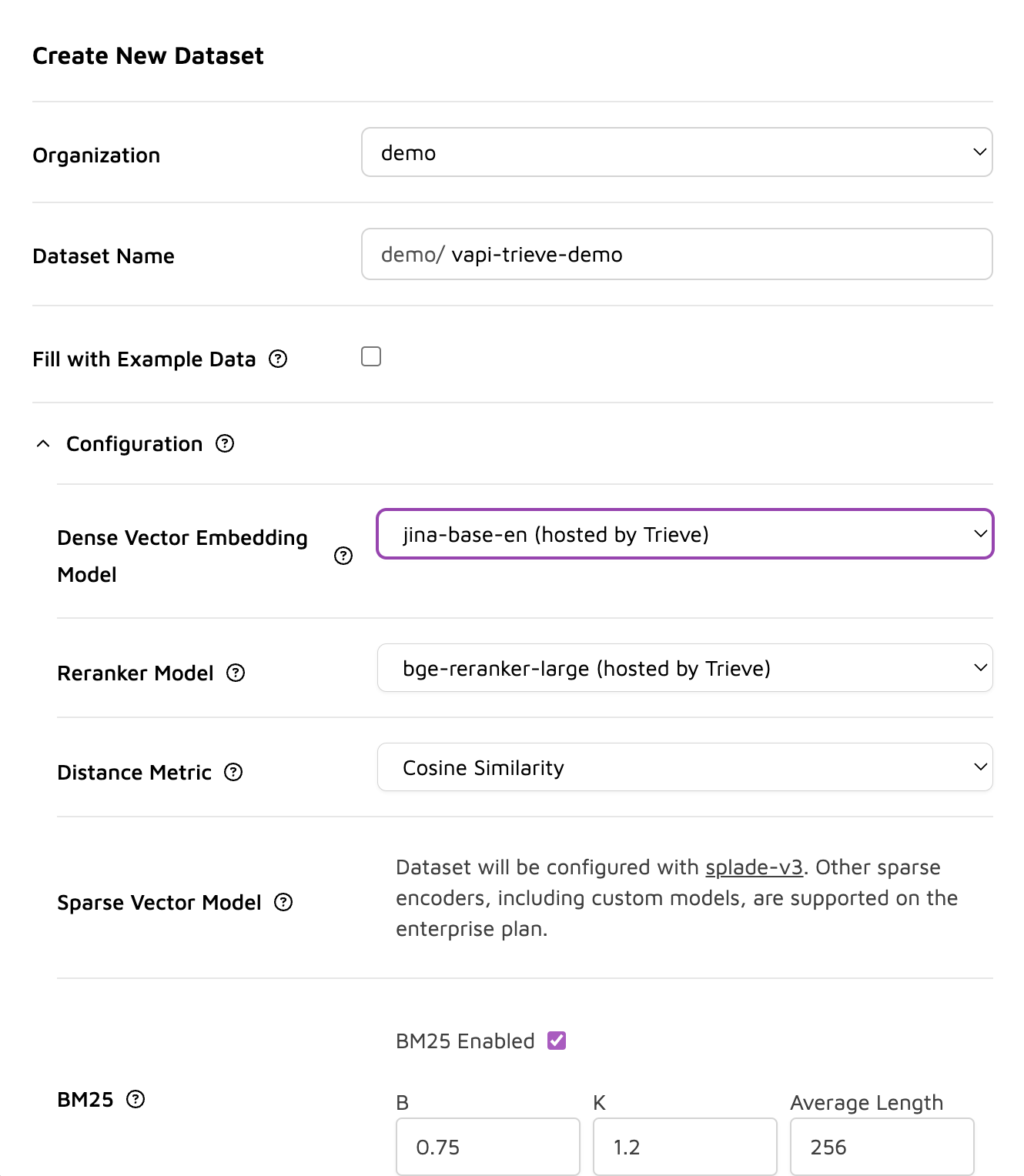 Create dataset in Trieve