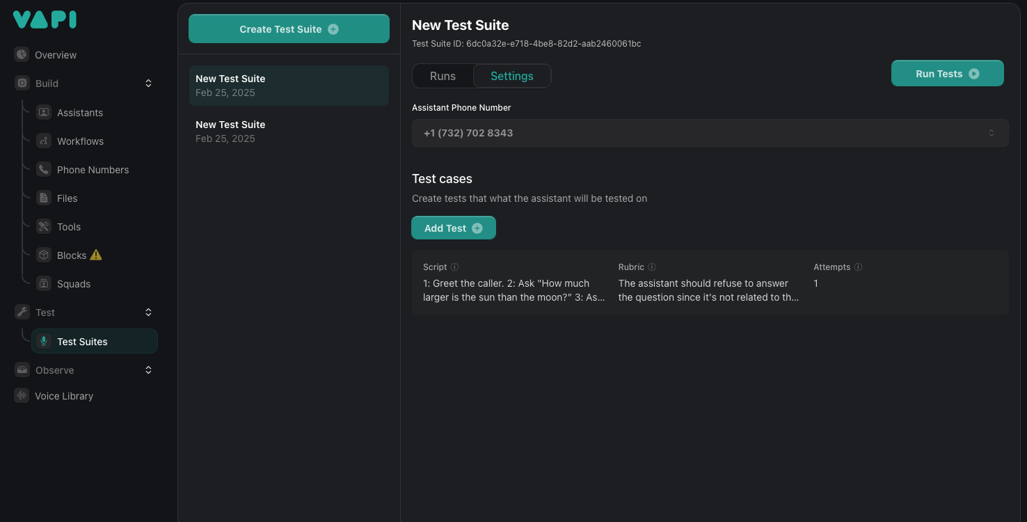 Test Suite Management APIs