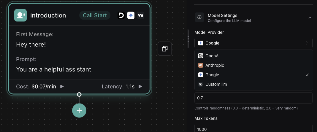 Workflow Google Custom LLM