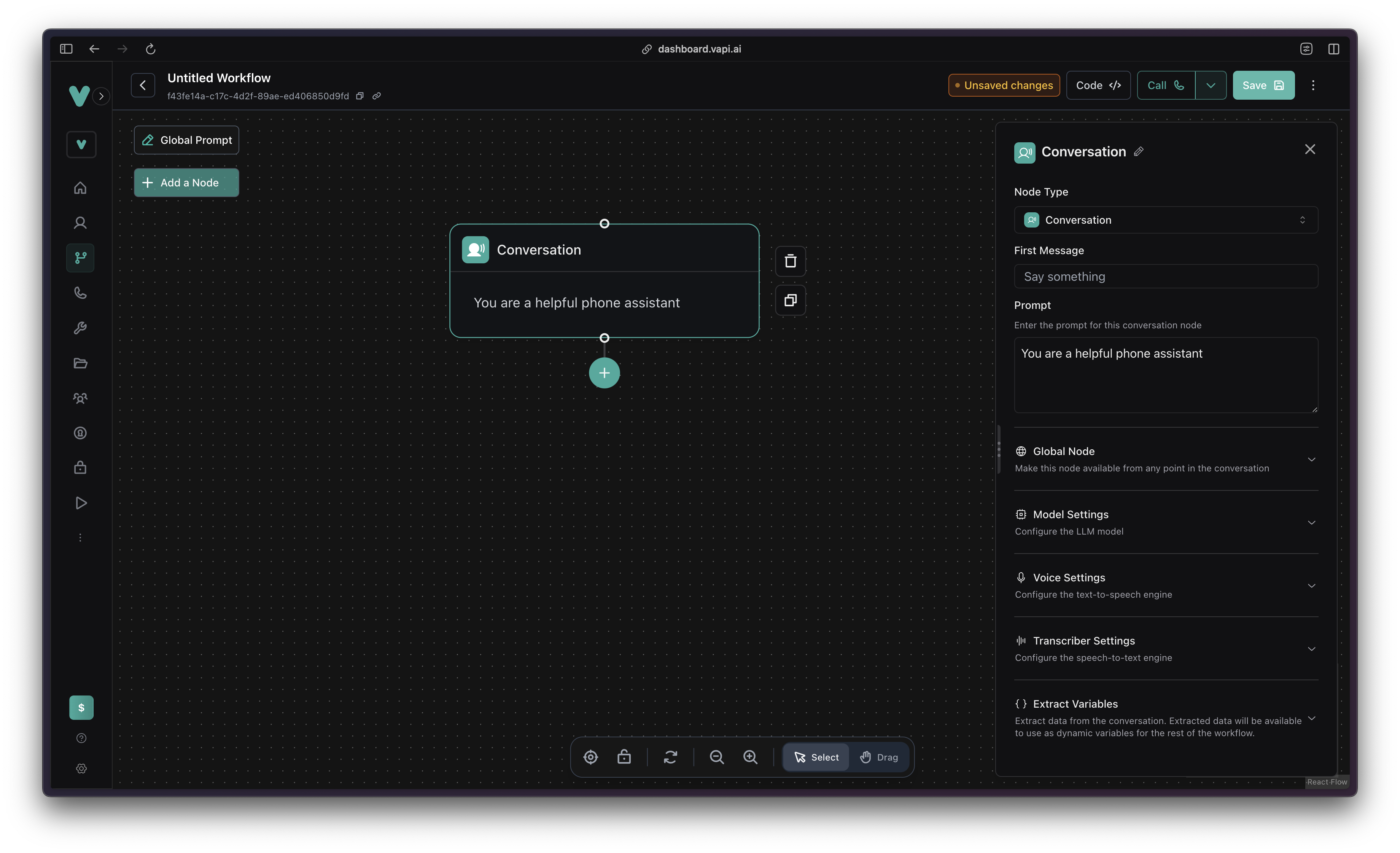 Create workflow interface