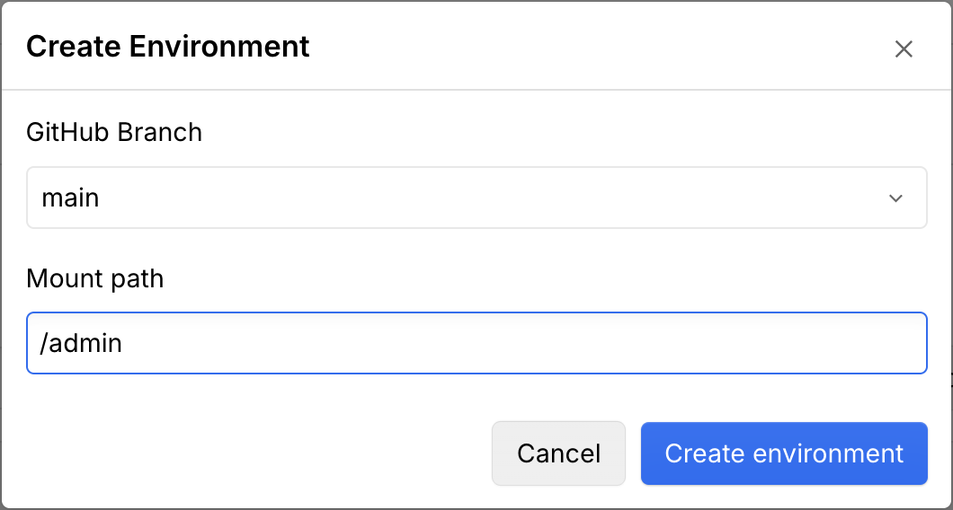 Webflow Cloud environment creation