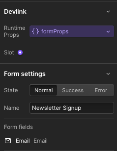 Newsletter Form Settings
