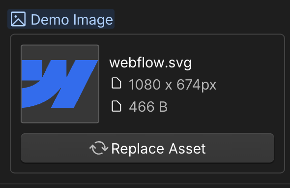 Image property in the Webflow panel