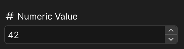 Number property in the Webflow panel