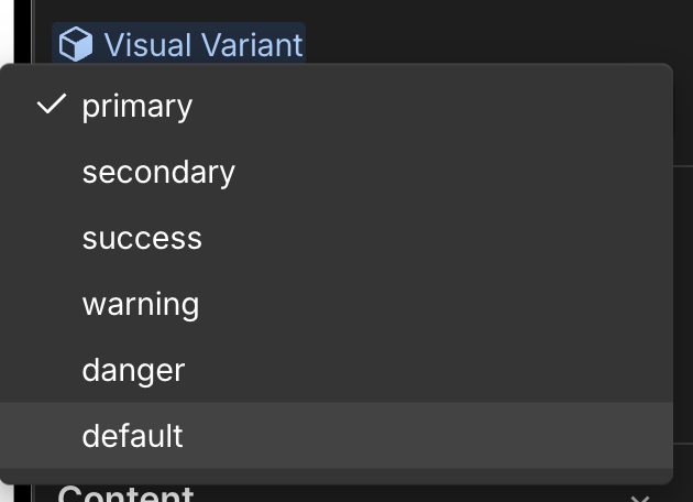 Variant property in the Webflow panel