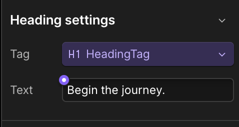 Prop on Tag setting for Heading element