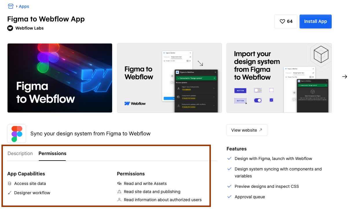 v2 App Listing with permissions