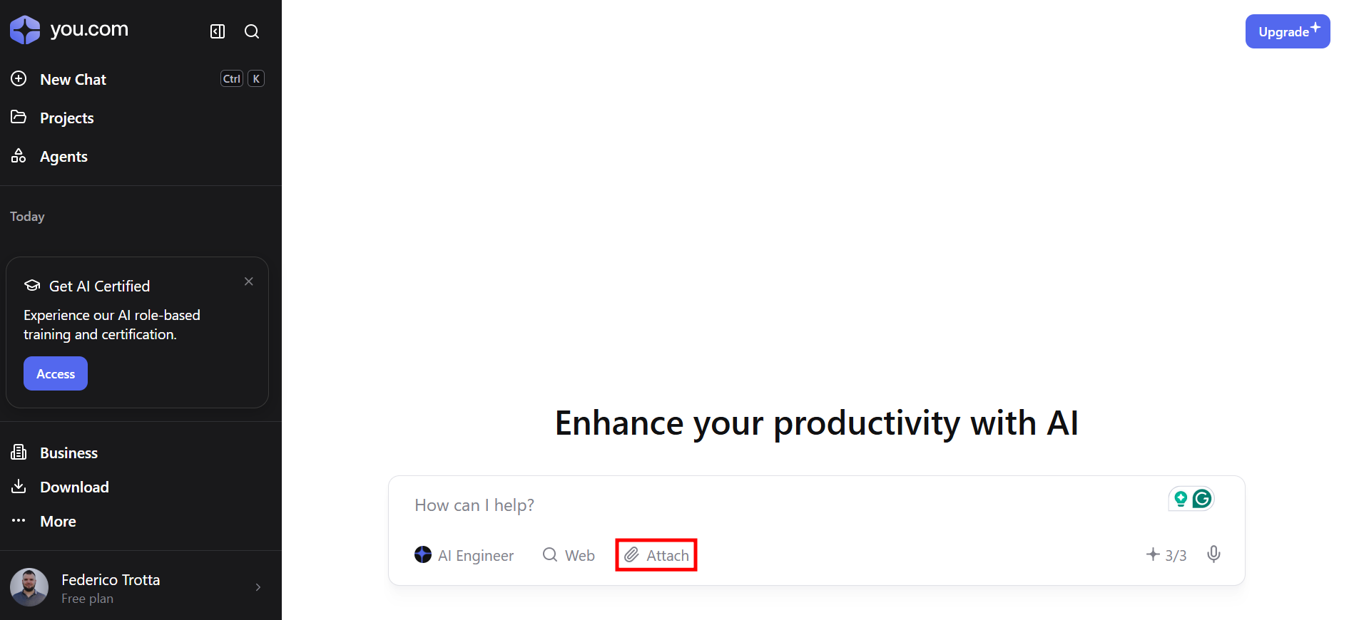 Attaching files to the Chat for Custom Agents