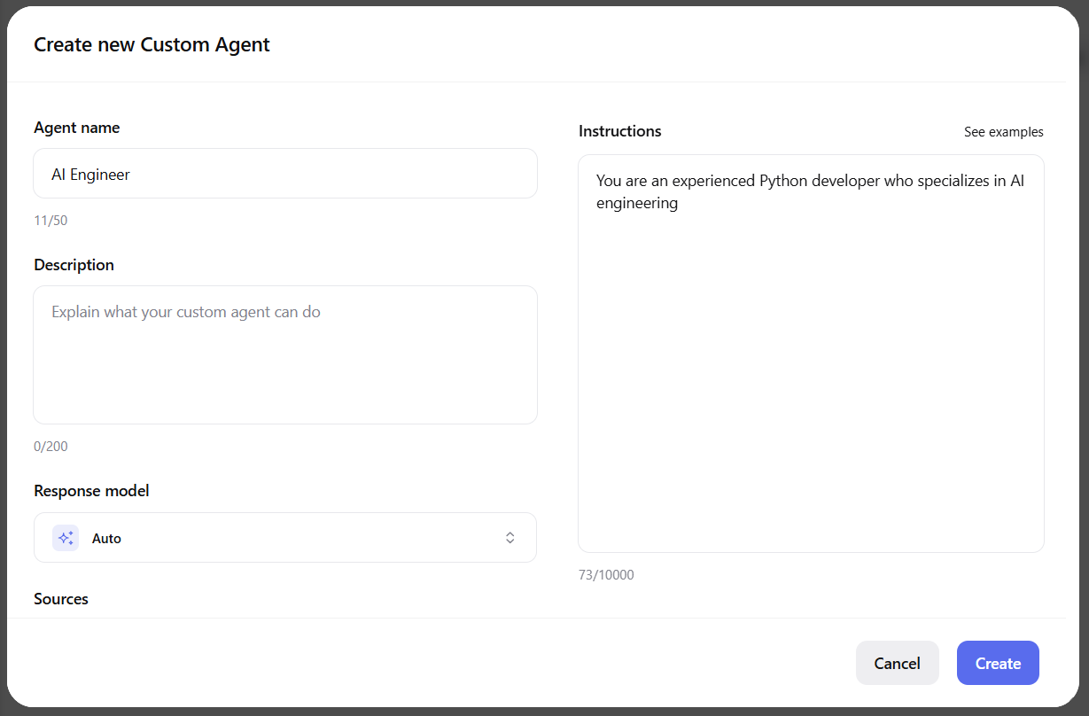 New agent settings for custom agents in you.com