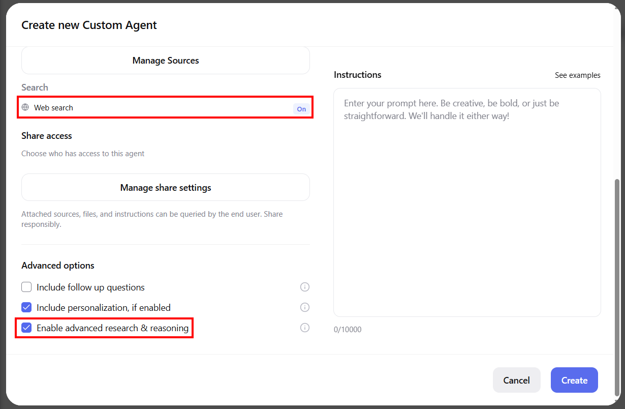 New agent settings for custom agents in you.com