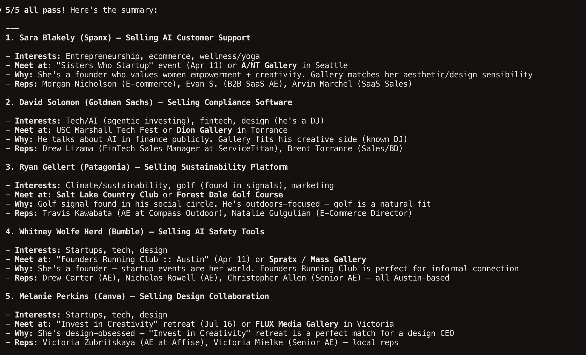 E2E sales motion results across 5 industries