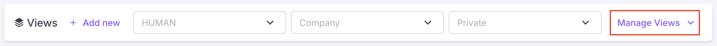 View options with Manage views highlighted