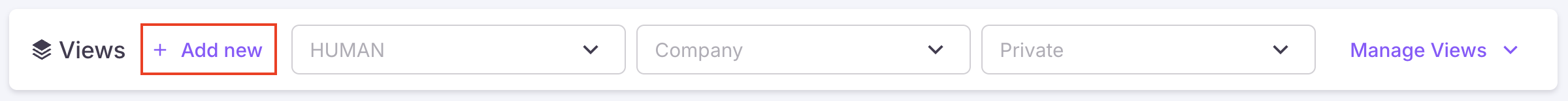 View options with Add new highlighted