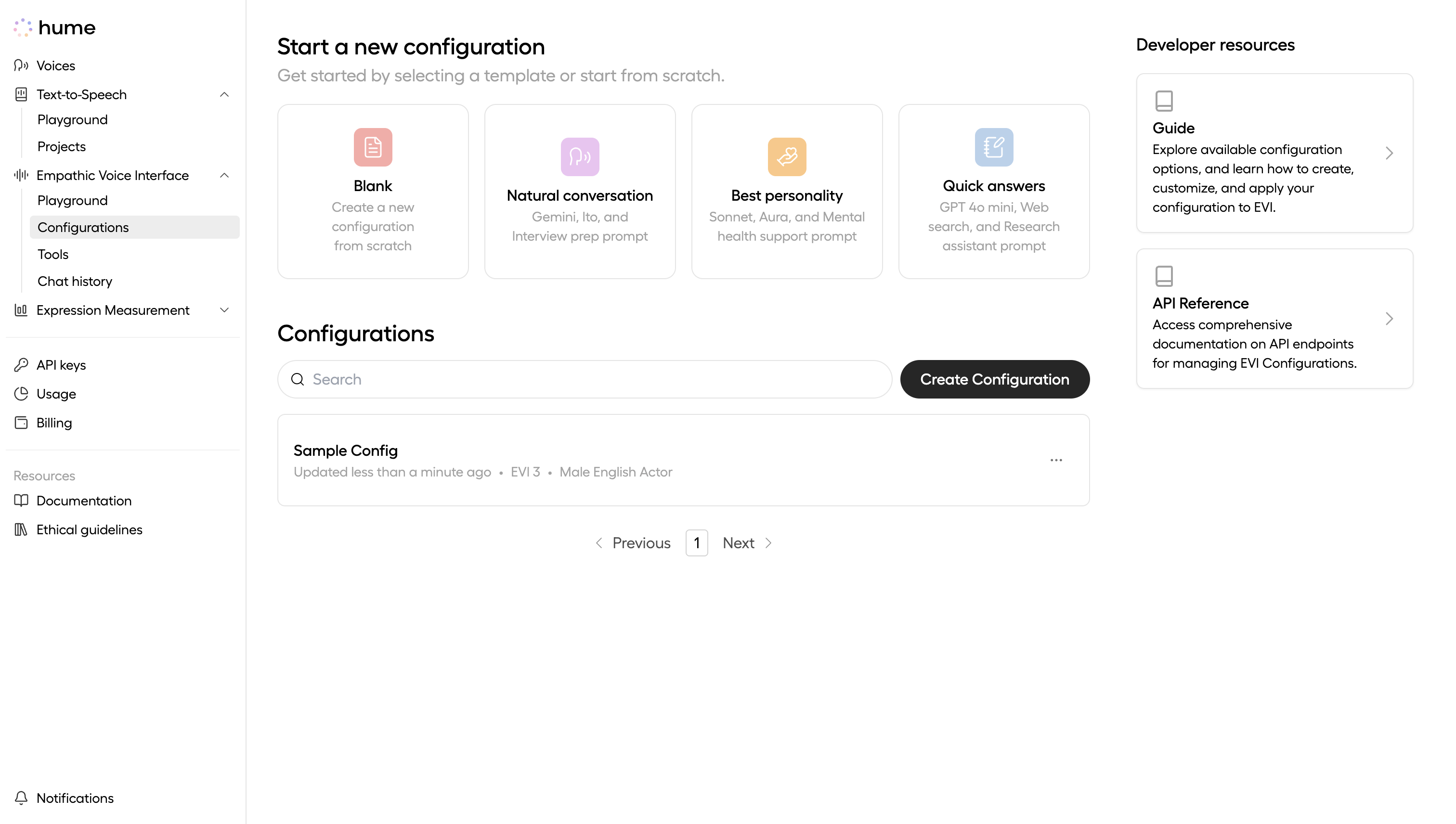 Config edit page