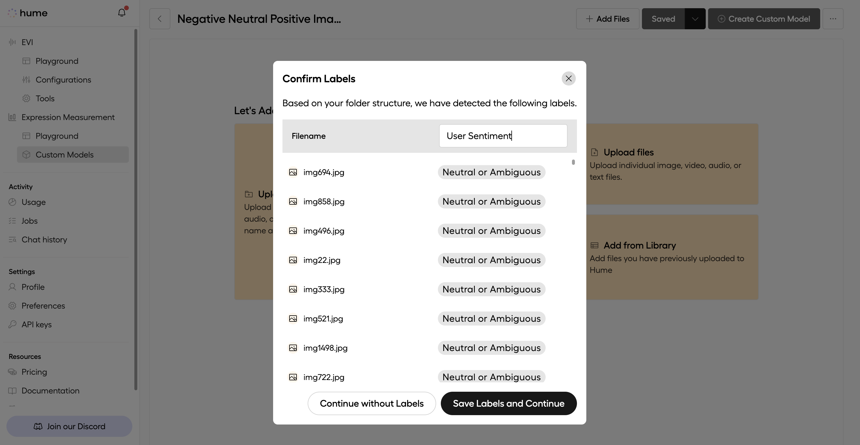 Assign a label name in the pop-up window