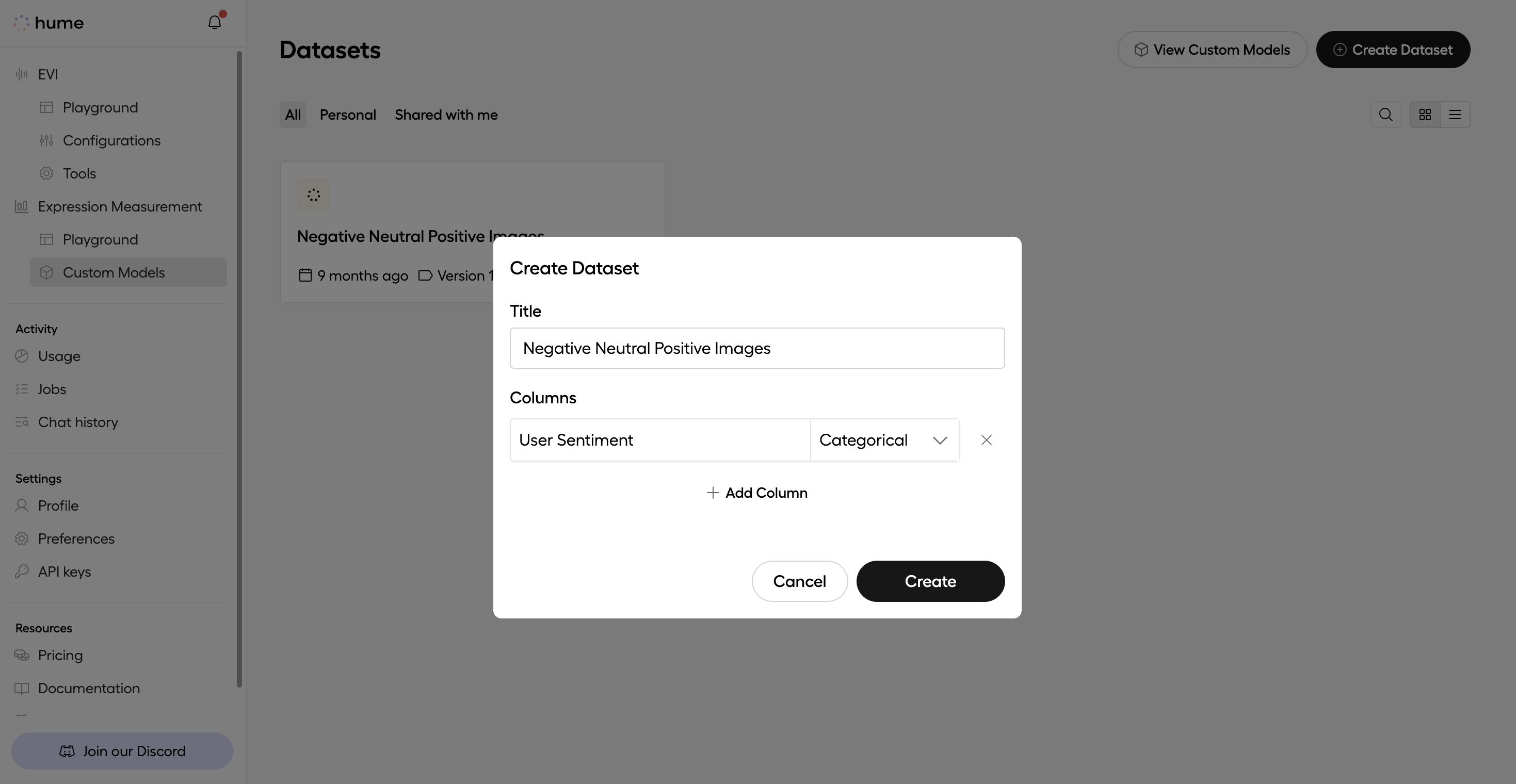 Enter a name and category for your dataset