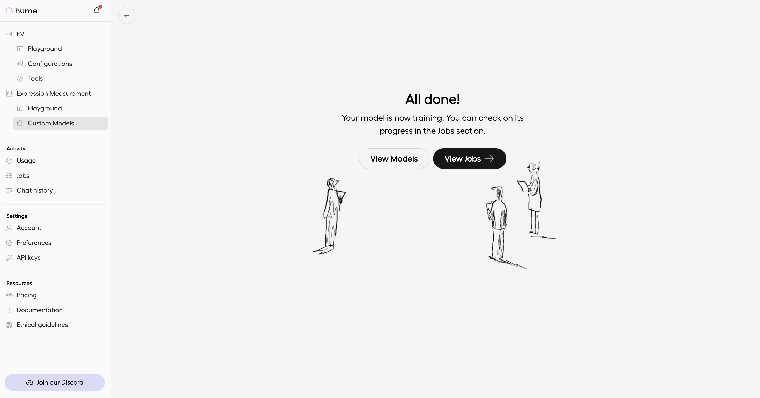 Training confirmation screen