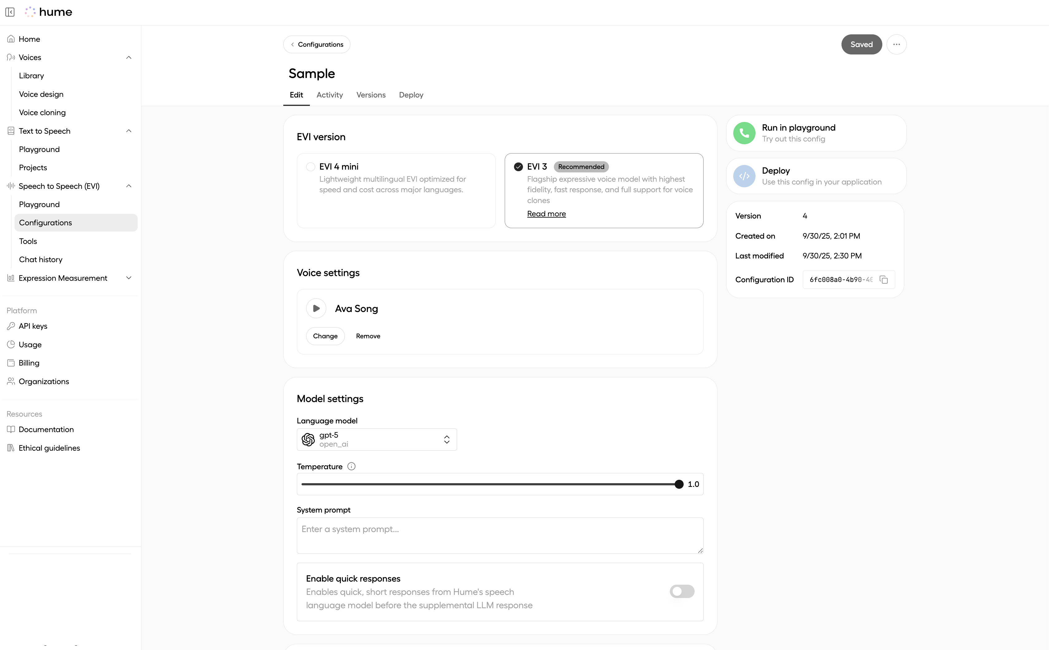 EVI Version | Hume API