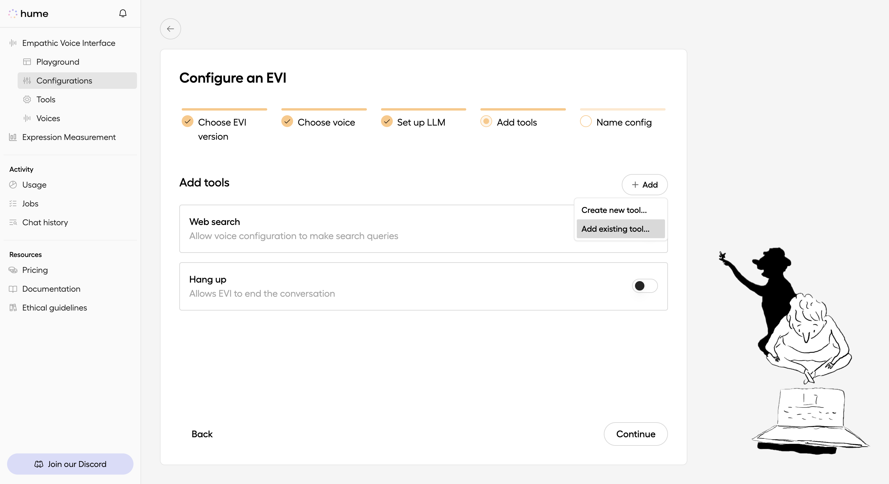 Add tool to configuration within the Hume portal