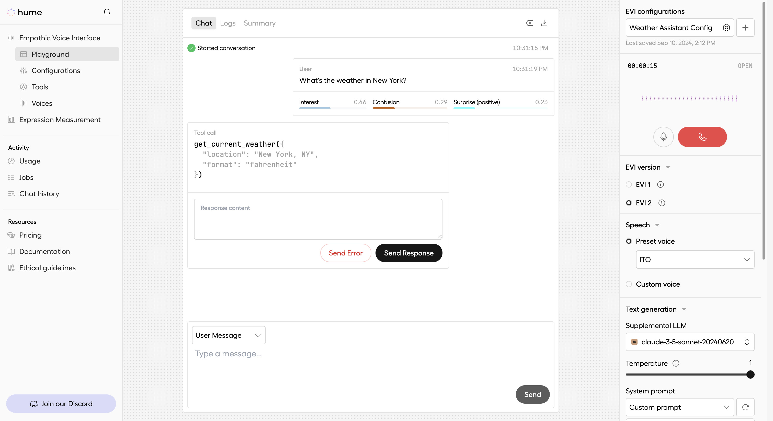 User signals they want to cancel a function call