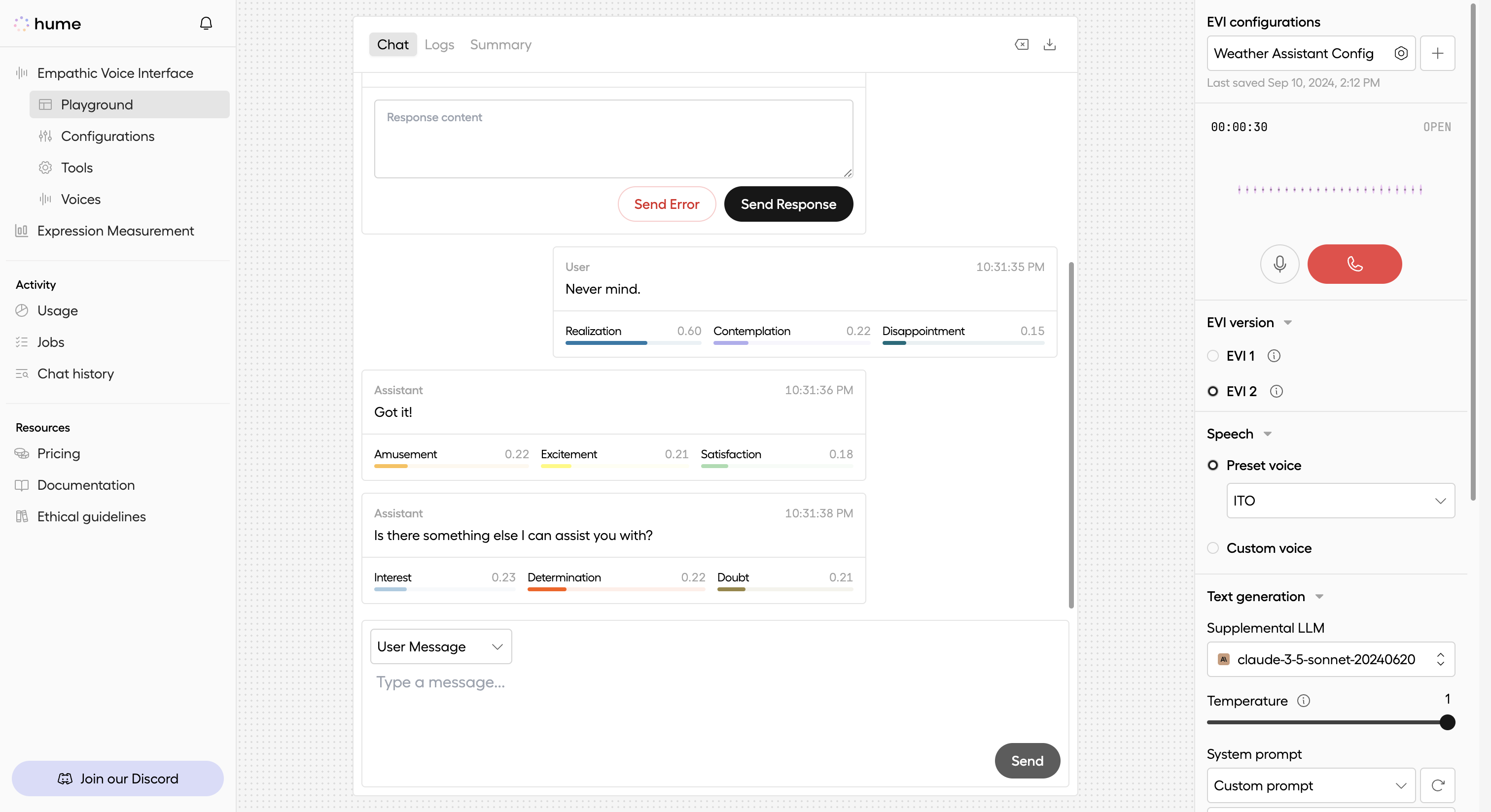 EVI infers from user input to cancel function call
