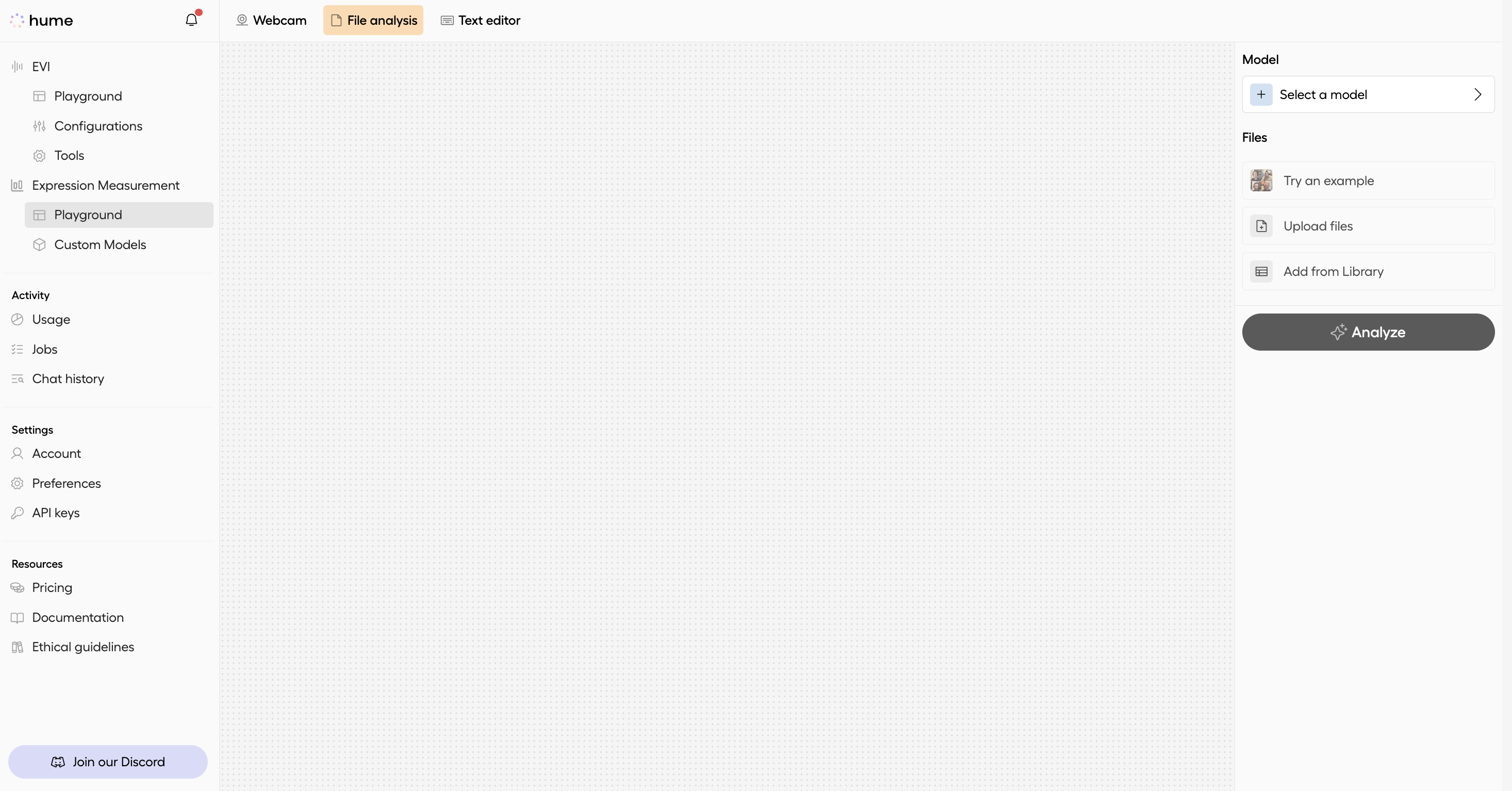 Expression Measurement file analysis page