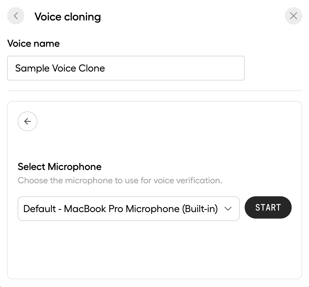 Recording session microphone select menu