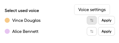 Voice settings interface