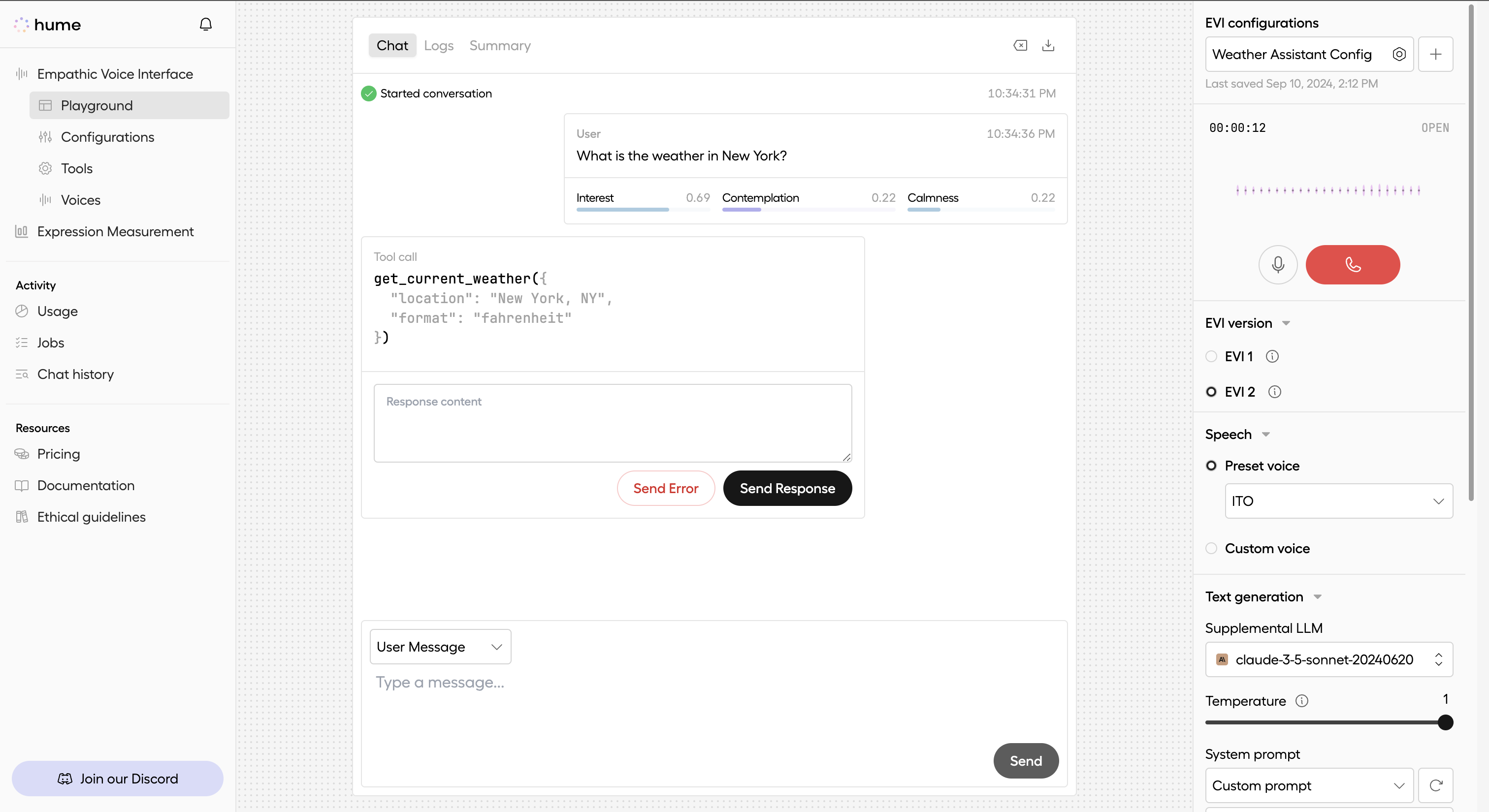 User asks EVI the weather in New York