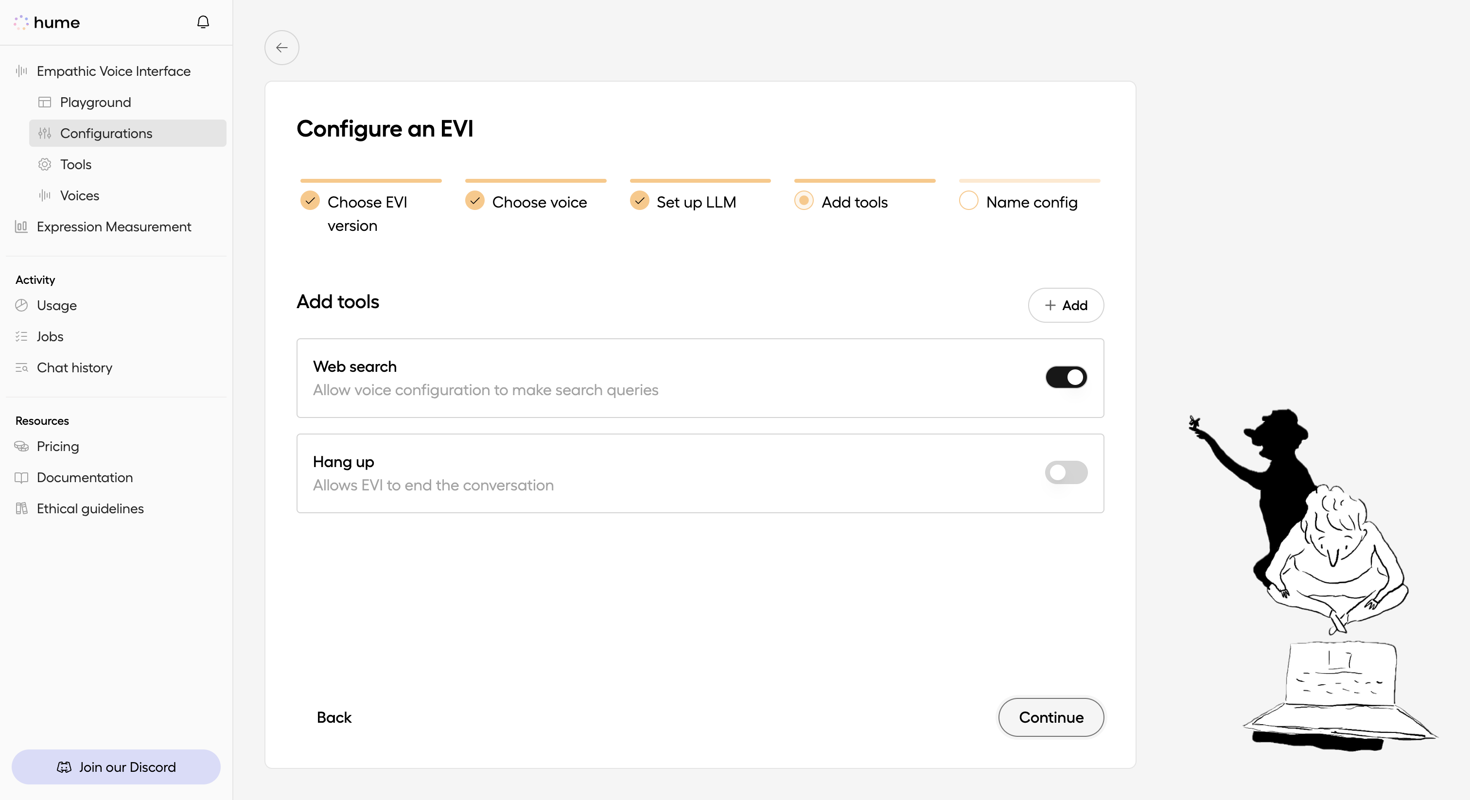 Create a configuration with a built-in web search tool