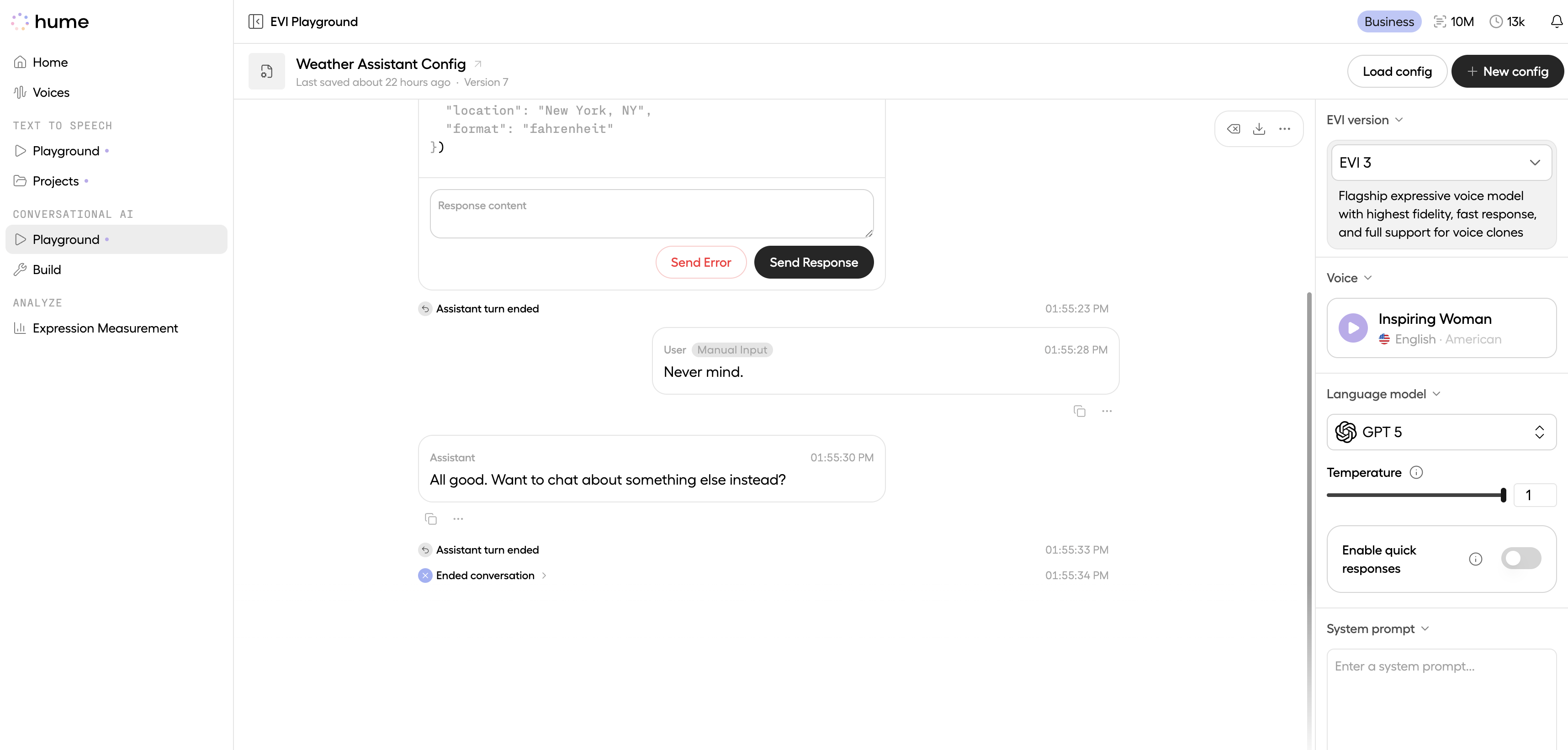 EVI infers from user input to cancel function call