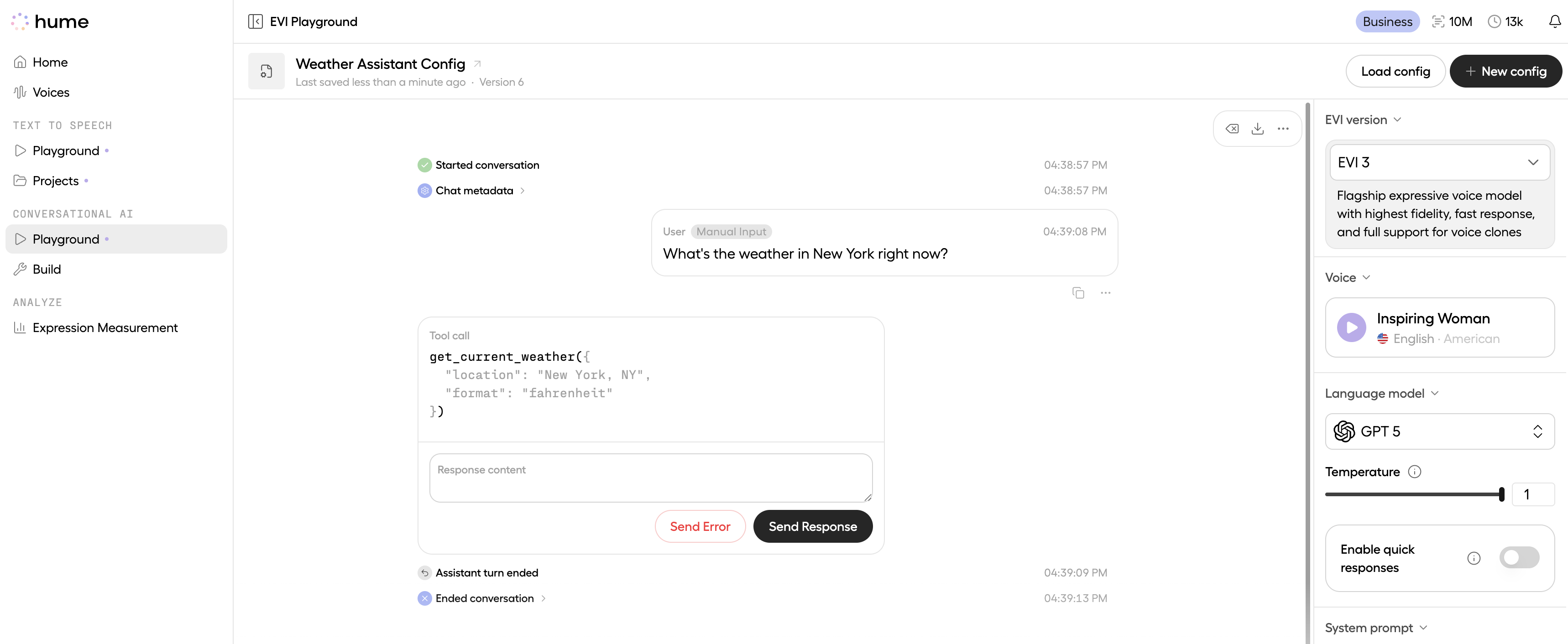 Ask EVI what is the weather in New York