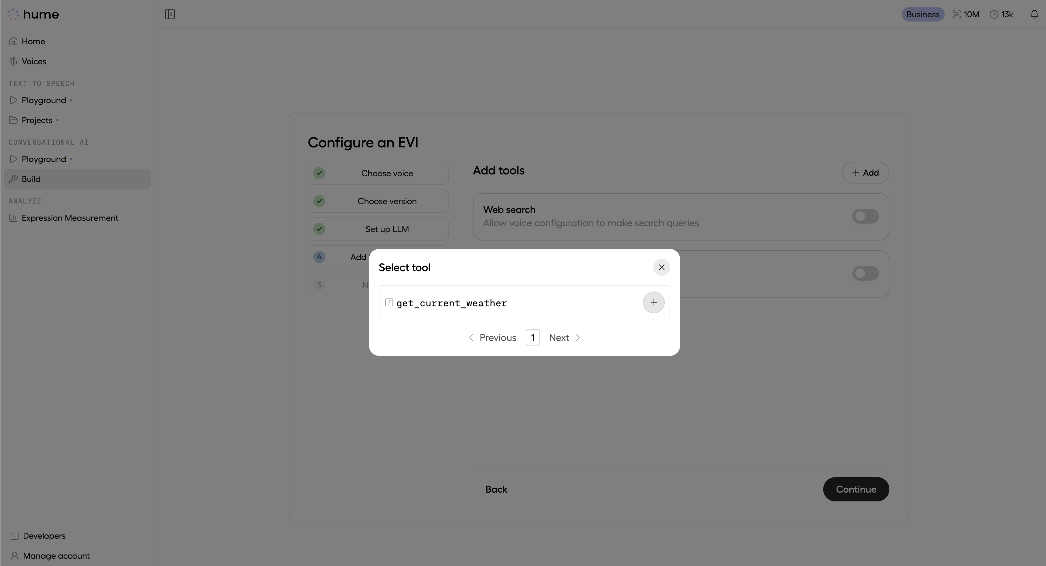 Add get_current_weather to configuration within the Hume portal