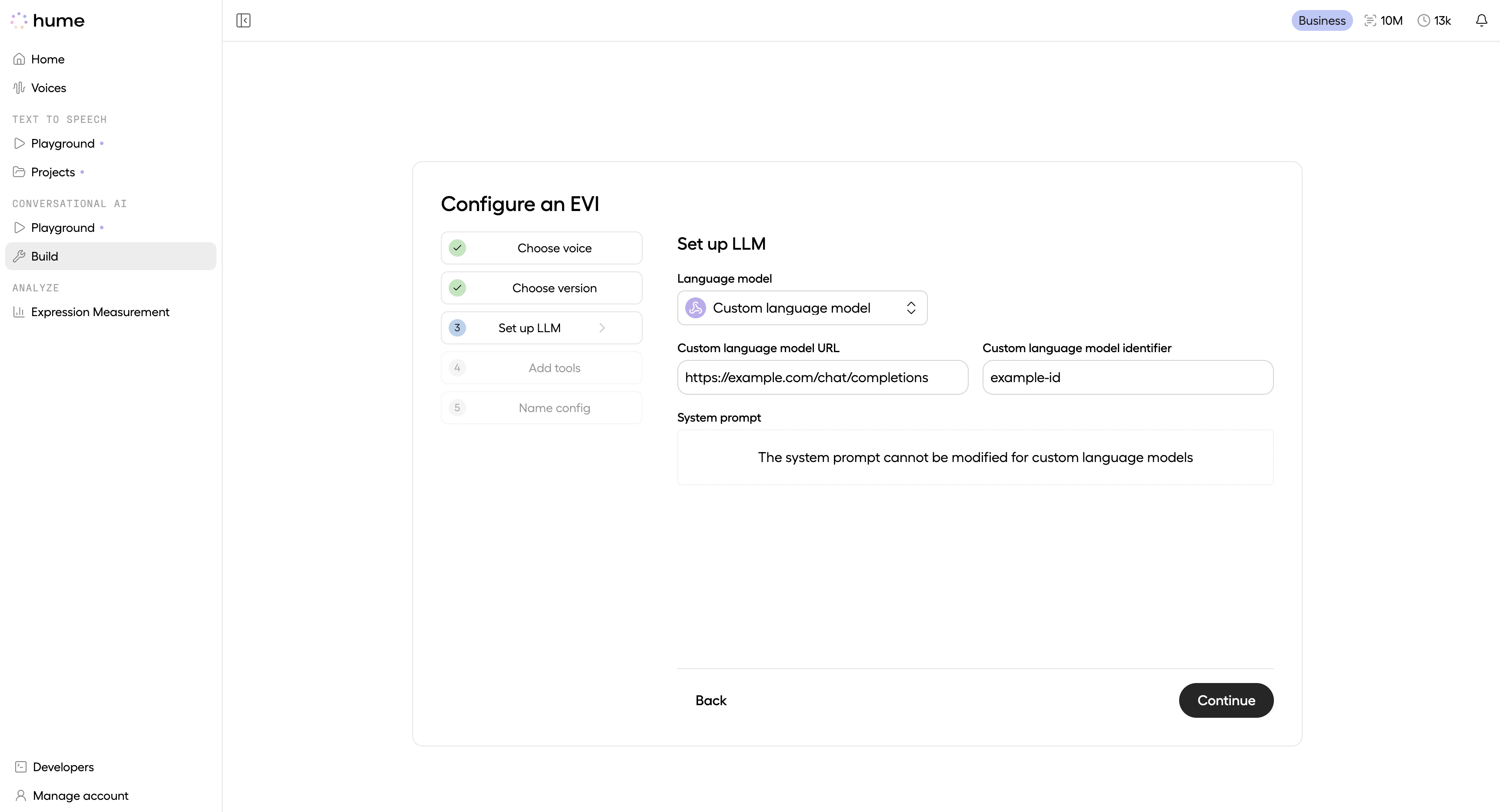 Custom language model configuration