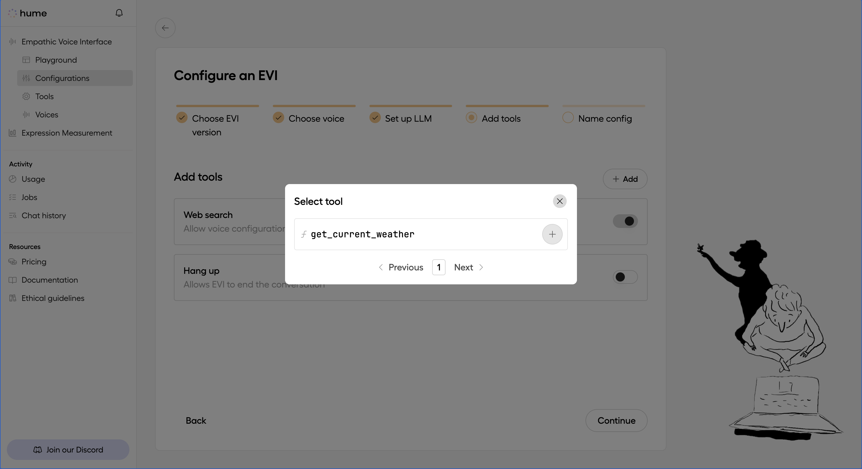 Add get_current_weather to configuration within the Hume portal