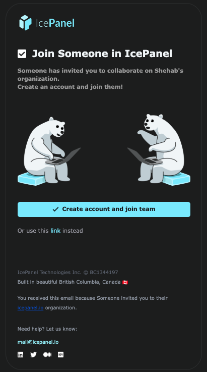 IcePanel invite email
