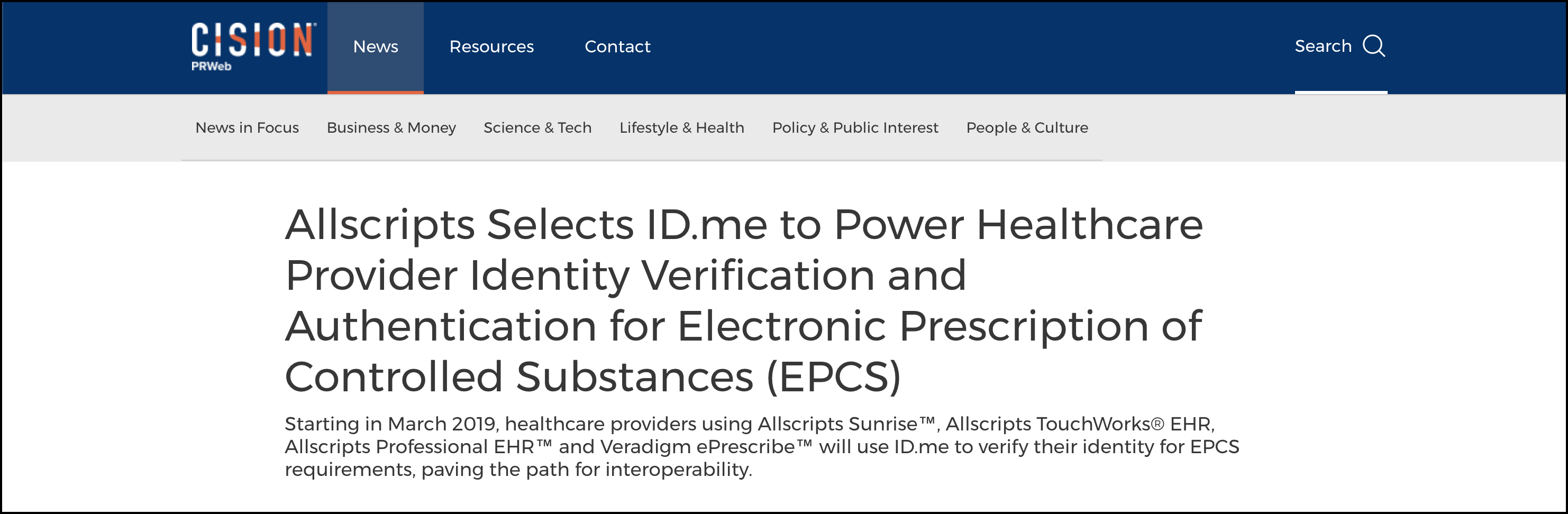 Image that shows how Allscripts incorporates ID.me to offer exclusive discounts to Military